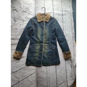 Park Road Long Jean Jacket Faux Fur Lined Size S